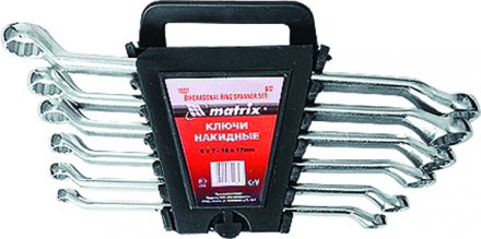 Набор ключей накидных 6–17 мм CR-V 6 шт. полированный хром MATRIX 15331 купить в Екатеринбурге