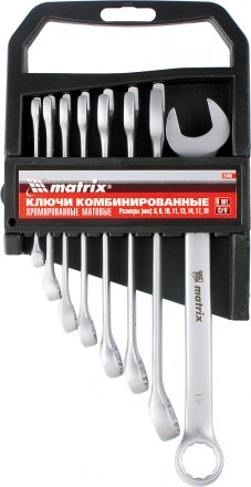 Набор ключей комбинированных 6 - 17 мм 6 шт. CrV матовый хром MATRIX 15402 купить в Екатеринбурге