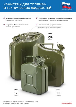 Канистра для топлива, металлическая, толщина стенок 0,8мм, 5 литров Россия 53140 купить в Екатеринбурге