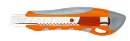 Нож пластиковый 18мм обрезиненный корпус металлическая направляющая Кратон 2 13 03 005 купить в Екатеринбурге