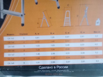 Стремянка алюминиевая СА 1х5 Вихрь купить в Екатеринбурге