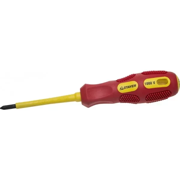 Отвертка STAYER "PROFESSIONAL" "MAX-GRIP" диэлектрическая, двухкомпонентная рукоятка, Cr-V, PH №1x80мм 25828-1-080 G купить в Екатеринбурге