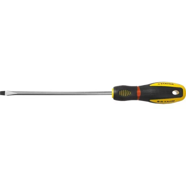 Отвертка STAYER "PROFI" "PROTech", двухкомп рукоятка, намагниченная, Cr-Mo, SL5,5x150мм 25131-05-15_z02 купить в Екатеринбурге