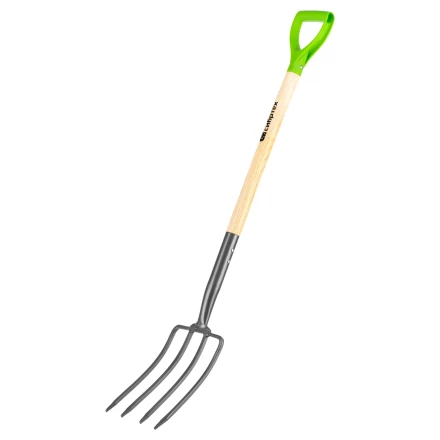 Вилы 4-рогие Сибртех 61380, огородные, кованые, 195х295х1165 мм, деревянный лакированный черенок купить в Екатеринбурге