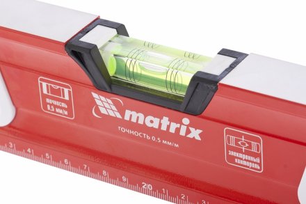 Уровень алюминиевый магнитный 800 мм с зеркальным глазком MATRIX 2 компонентные рукоятки артикул 34732 купить в Екатеринбурге