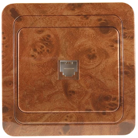 Розетка СВЕТОЗАР &quot;ГАММА&quot; телефонная, одинарная, цвет орех SV-54117-N купить в Екатеринбурге