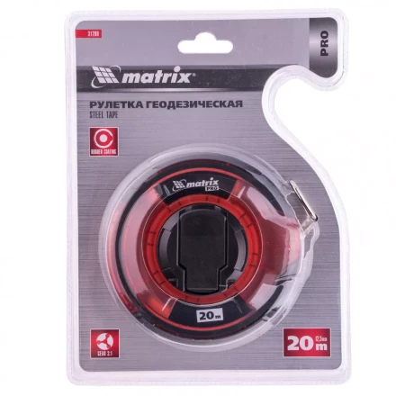 Рулетка геодезическая 20 м х 12,5 мм закрытый корпус стальная лента односторонняя шкала Pro Matrix 31280 купить в Екатеринбурге
