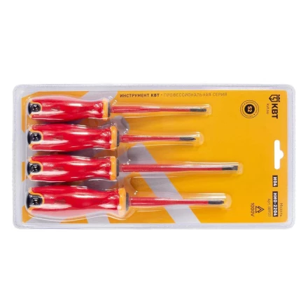 Набор диэлектрических отверток КВТ SLIM VDE НИО-2204 сталь S2, профиль SL, PH, 4 шт. (88931) купить в Екатеринбурге