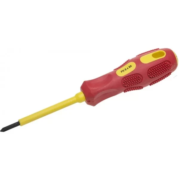 Отвертка STAYER "PROFESSIONAL" "MAX-GRIP" диэлектрическая, двухкомпонентная рукоятка, Cr-V, PH №0x60мм 25828-0-060 G купить в Екатеринбурге