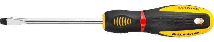 Отвертка STAYER "PROFI" "PROTech", двухкомп рукоятка, намагниченная, Cr-Mo, SL6,0x100мм 25131-06-10_z02 купить в Екатеринбурге