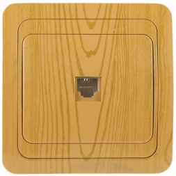 Розетка СВЕТОЗАР &quot;ГАММА&quot; телефонная, одинарная, цвет ольха SV-54117-A