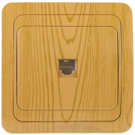 Розетка СВЕТОЗАР &quot;ГАММА&quot; телефонная, одинарная, цвет ольха SV-54117-A купить в Екатеринбурге