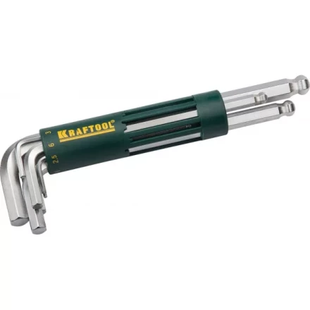 Набор KRAFTOOL: Ключи имбусовые длинные с шариком, Cr-Mo сталь, держатель-рукоятка, HEX 2-10мм, 8 пред 27431-2_z01 купить в Екатеринбурге