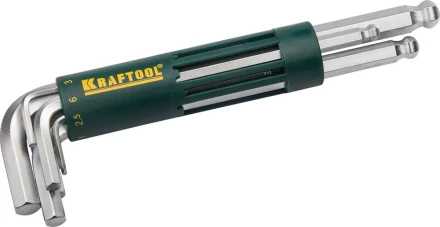 Набор KRAFTOOL: Ключи имбусовые длинные с шариком, Cr-Mo сталь, держатель-рукоятка, HEX 2-10мм, 8 пред 27431-2_z01 купить в Екатеринбурге