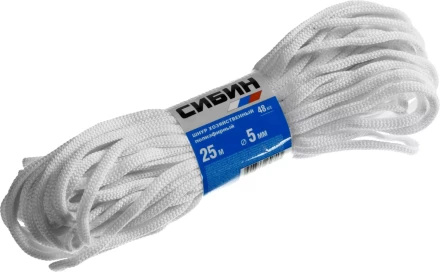 Шнур хозяйственный СИБИН, полиэфирный, длина 25 м, диаметр - 5мм 50265 купить в Екатеринбурге