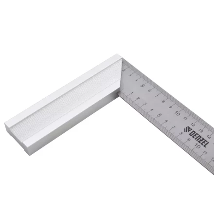Угольник стальной 250 мм, нержавеющая сталь, градуировка, алюминиевое основание Denzel 32396 купить в Екатеринбурге