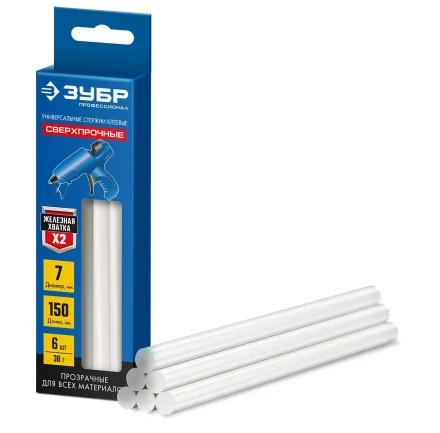 ЗУБР 7 х 150 мм, 6 шт, сверхпрочные прозрачные клеевые стержни, Профессионал (06855-6) купить в Екатеринбурге