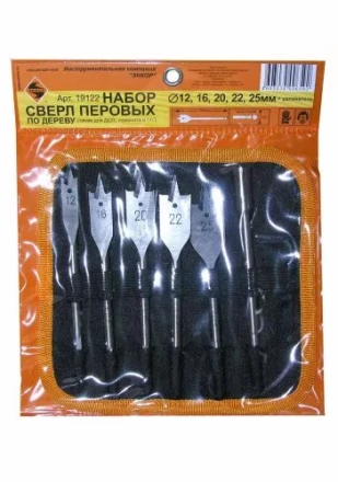 Набор сверл перовых  5 шт12-25х152мм+ 1удл.в сум1/1/40 19122 купить в Екатеринбурге