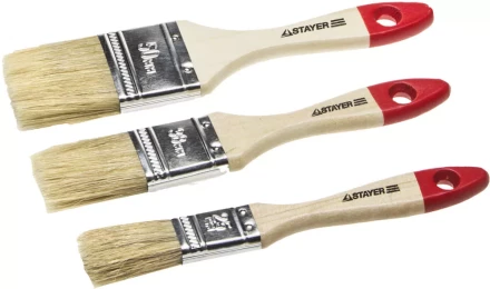 Набор STAYER &quot;STANDARD&quot; &quot;UNIVERSAL&quot;: Кисти, светлая натуральная щетина, деревянная ручка, 3шт: 25, 38, 50мм 0161-H3_z01 купить в Екатеринбурге