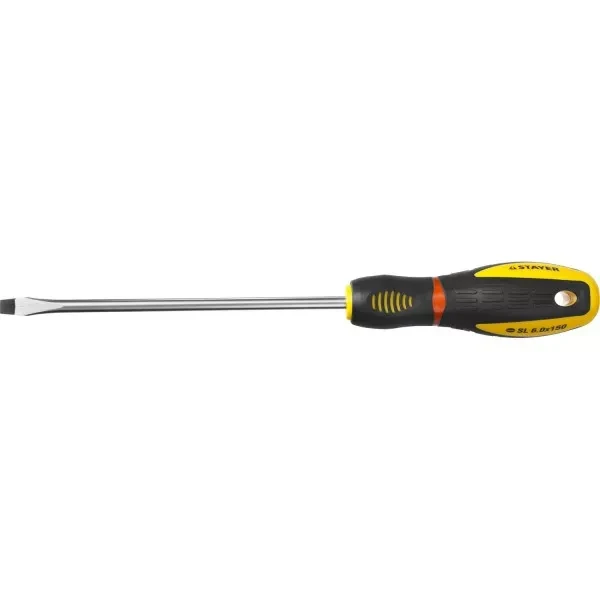 Отвертка STAYER "PROFI" "PROTech", двухкомп рукоятка, намагниченная, Cr-Mo, SL6,0x150мм 25131-06-15_z02 купить в Екатеринбурге