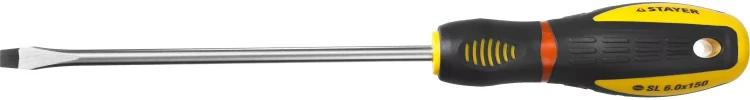 Отвертка STAYER "PROFI" "PROTech", двухкомп рукоятка, намагниченная, Cr-Mo, SL6,0x150мм 25131-06-15_z02 купить в Екатеринбурге