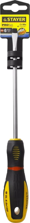 Отвертка STAYER "PROFI" "PROTech", двухкомп рукоятка, намагниченная, Cr-Mo, SL6,0x150мм 25131-06-15_z02 купить в Екатеринбурге