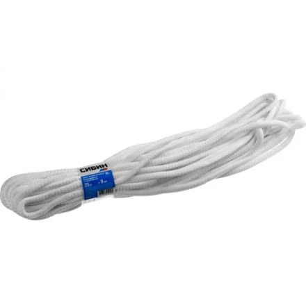 Шнур хозяйственный СИБИН, полиэфирный, длина 25 м, диаметр - 9мм 50269 купить в Екатеринбурге