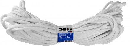 Шнур хозяйственный СИБИН, полиэфирный, длина 25 м, диаметр - 9мм 50269 купить в Екатеринбурге