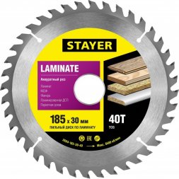Пильный диск &quot;Laminate line&quot; для ламината, 185x30, 40T, STAYER 3684-185-30-40