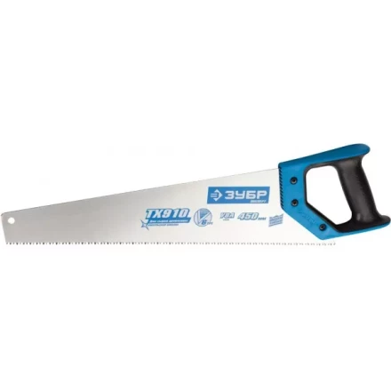 Ножовка по дереву (пила) ЗУБР ЛЕВША-6 450 мм, 6TPI, прямой зуб, быстрый рез поперек волокон, для крупных и средних заготовок, закалка, 2K рукоятка 15230-45 купить в Екатеринбурге