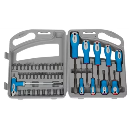 Набор ЗУБР Отвертка &quot;ЭКСПЕРТ&quot; с насадками, битодержатель с Т-образ. ручкой 125мм, Hex1/4&quot;-SQ1/4&quot;, в пласт.боксе, 46пред 25283-H46 купить в Екатеринбурге