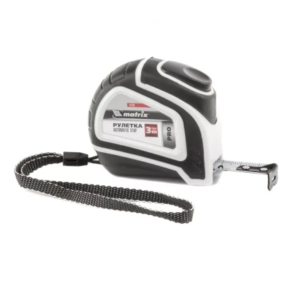 Рулетка Autostop 3 м х 16 мм двухкомпонентный корпус автоматическая фиксация MATRIX 32550 купить в Екатеринбурге