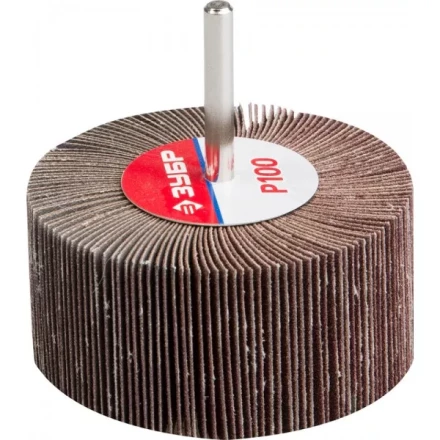 Круг шлифовальный ЗУБР "МАСТЕР" веерный лепестковый, на шпильке, тип КЛО, зерно-электрокорунд нормальный, P100, 40х80мм 36604-100 купить в Екатеринбурге