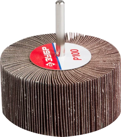 Круг шлифовальный ЗУБР "МАСТЕР" веерный лепестковый, на шпильке, тип КЛО, зерно-электрокорунд нормальный, P100, 40х80мм 36604-100 купить в Екатеринбурге