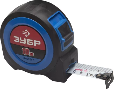 Рулетка ЗУБР, сверхширок полотно, особо длинный вылет, нейлон покрытие, упрочненный двухкомп корпус, 10м/27мм 34059-10-27 купить в Екатеринбурге