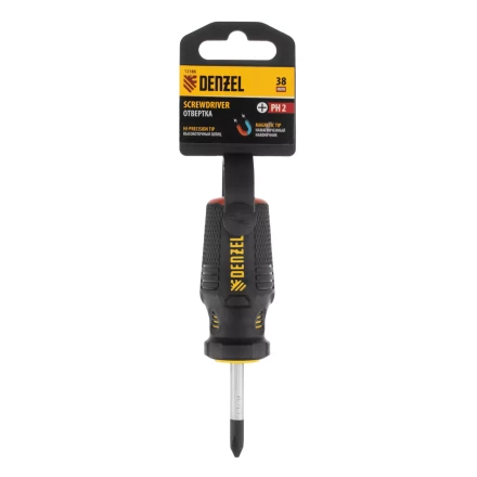 Отвертка PH2х38 мм, CrV, трехкомпонентная рукоятка Denzel 12186 купить в Екатеринбурге
