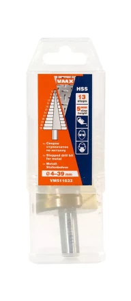 Сверло для металла ступенчатое 4-39 13 ступ ход 5 VMX 511633 купить в Екатеринбурге