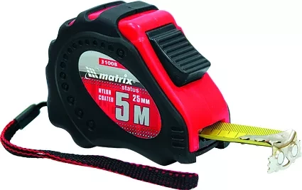 Рулетка Status autostop magnet+ 7,5 м х 25 мм обрезиненная нейлоновое покрытие  MATRIX 31009 купить в Екатеринбурге