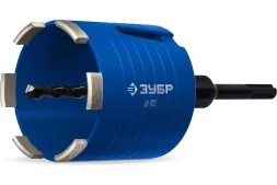 ЗУБР АСК d 82 мм (М16, рабочая глубина 75 мм, лазерная сварка), алмазная сегментная коронка для подрозетников, Профессионал (29875-82)