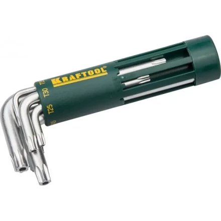 Набор KRAFTOOL: Ключи имбусовые короткие, Cr-Mo сталь, держатель-рукоятка, TORX Hole, T10-T50, 8 пред 27433-1_z01 купить в Екатеринбурге