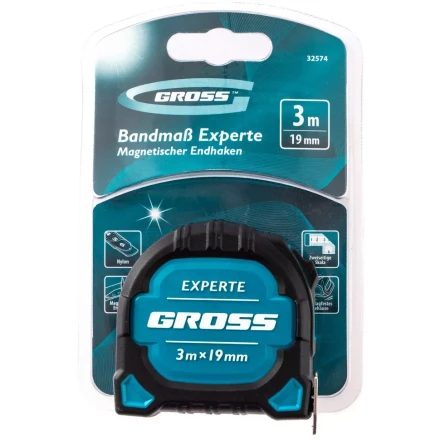 Рулетка Experte, 3 м x 19 мм, двухкомпонентный корпус, магнит, двухсторонняя разметка, нейлон Gross 32574 купить в Екатеринбурге