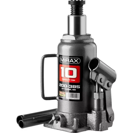 Домкрат гидравлический бутылочный, 10т, 200-385 мм, MIRAX 43260-10 43260-10 купить в Екатеринбурге