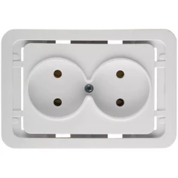 Розетка СВЕТОЗАР &quot;ГАММА&quot; двойная, цвет белый, 16А/~250В SV-54102-W
