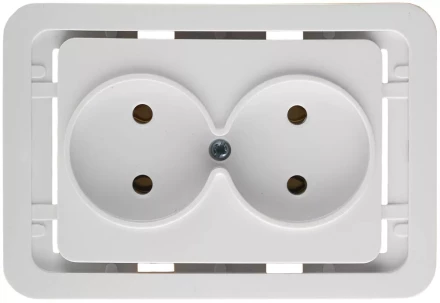 Розетка СВЕТОЗАР &quot;ГАММА&quot; двойная, цвет белый, 16А/~250В SV-54102-W купить в Екатеринбурге