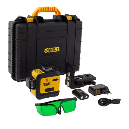 Лазерный уровень мультипризм. LXI 360-2 Green, 30 м, 520 нм, акк. Li 2800 mAh, резьба 1/4&quot;// Denzel 35078 купить в Екатеринбурге