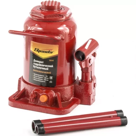 Домкрат бутылочный телескопический SPARTA 10 т h подъема 200–460 мм 50345 купить в Екатеринбурге