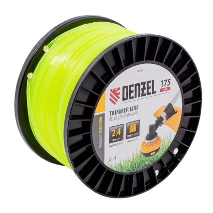 Леска для триммера квадрат Denzel, 2,4мм х 175м, на DIN катушке FLEX CORD, 96292 купить в Екатеринбурге