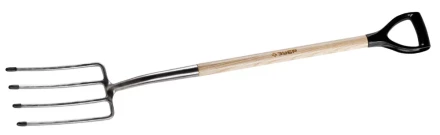 Вилы ЗУБР &quot;ЭКСПЕРТ&quot; садовые из нержавеющей стали, деревянный черенок из ясеня, пластиковая рукоятка, 290х180х1200мм 4-39445 купить в Екатеринбурге