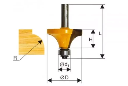 Фреза кром. калевочная ф22,3х13мм R4,8мм хв. 8м Энкор 46233 купить в Екатеринбурге