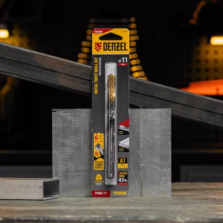 Сверло спиральное по металлу Denzel, 11 x 142мм, Р6М5, Golden Tip, многогранная заточка, 718286 купить в Екатеринбурге